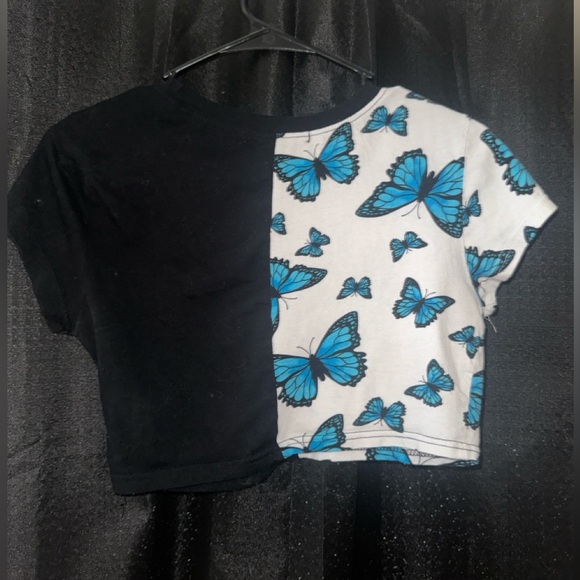 Faded Rose size S butterfly crop top - Picture 2 of 3